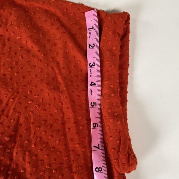 New! Rose + Olive Rust/Orange Swiss Dot Short Sleeve Top Tee Size Large - Picture 10 of 10